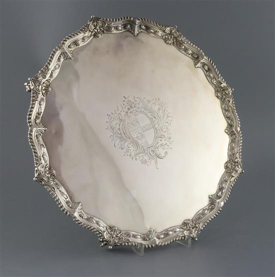 An early George III silver shaped circular salver by Ebenezer Coker, 52 oz.